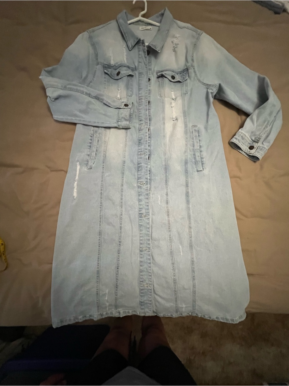 Light Wash Distressed Denim Shirt Dress/jacket size 3X